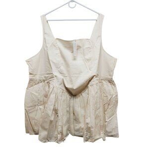 Spirited Pursuit X The Drop Cream Sleeveless Peplum Top Shirred Back   Size XL